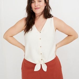 Texture & Thread Button-Front Tie Tank Top